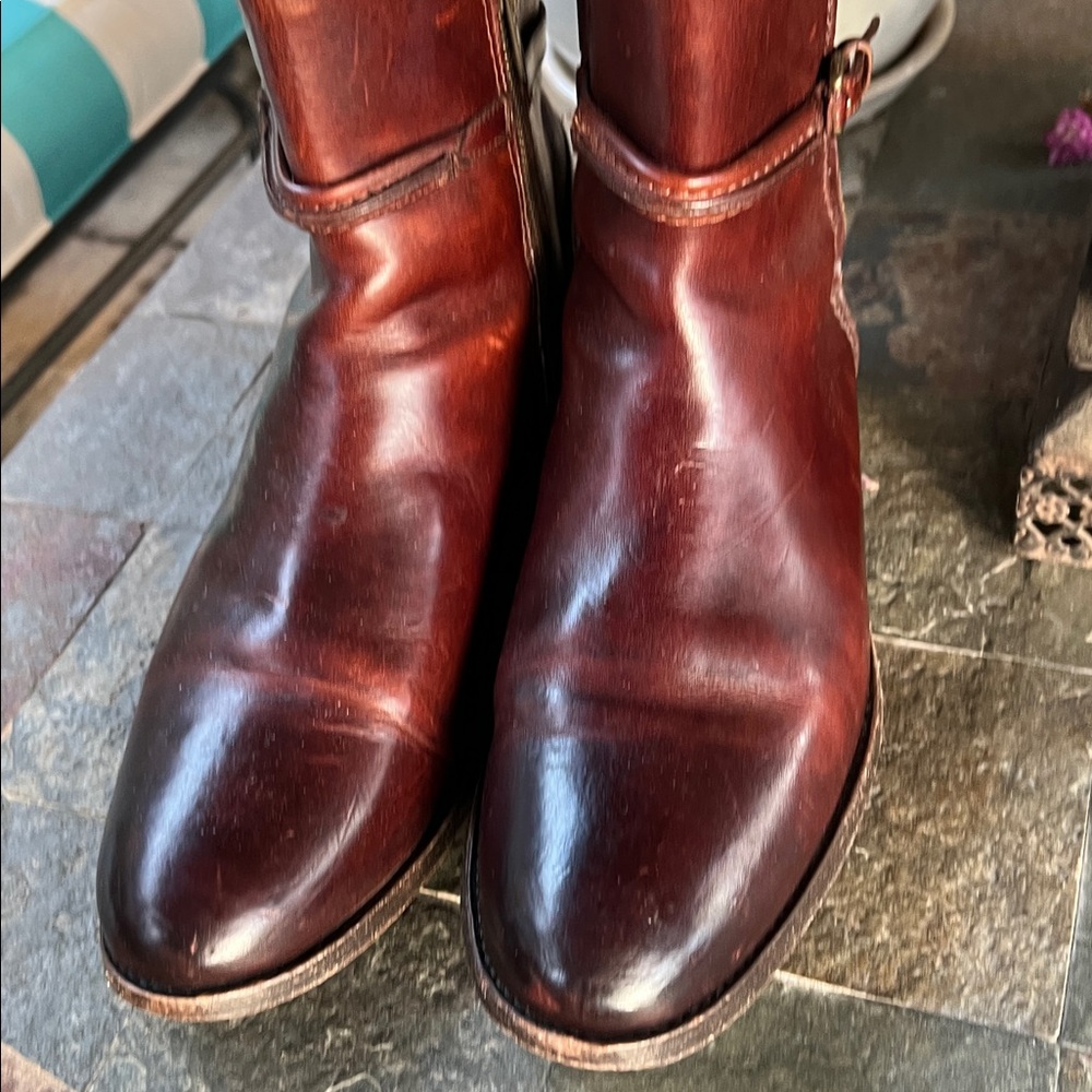 Frye Melissa Brown Leather Ankle Bootie 8 - Picture 3 of 7
